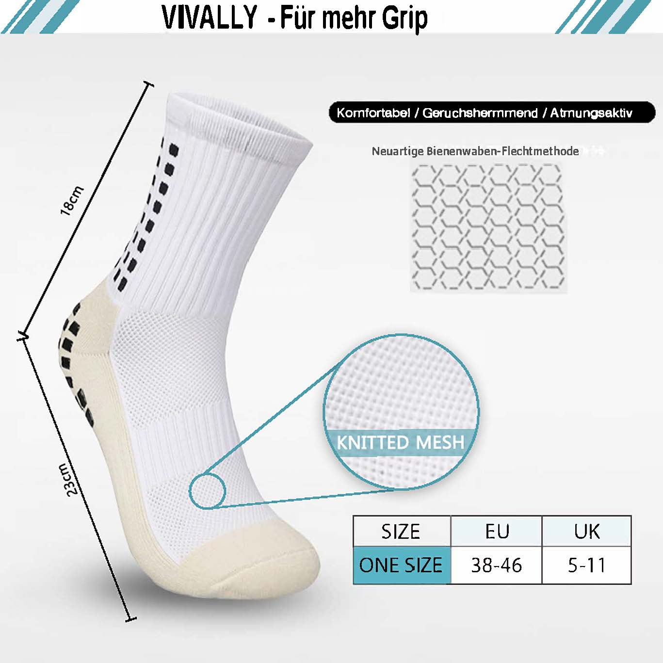 VIVALLY - Anti-Rutsch Socken Weiß